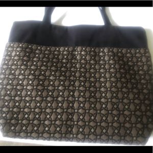 DANNY K from Beverly Hills Black/tan tapestry tote